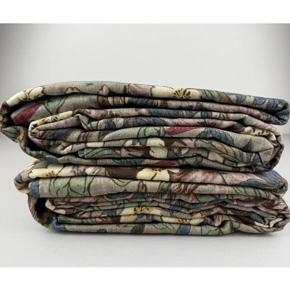 Pottery Barn 2-in-1 Pole Top Curtains PHEASANT FLORAL 50x84 Set of 2 Linen Blend - Picture 4 of 7